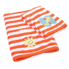 My Milestones 100% Cotton Hand Towel 400 Gsm | Ultra Soft Attractive Embroidery Appliques Cotton Soft, Absorbent Hand Towel Perfect For Face (Set Of 2)- Orange & White