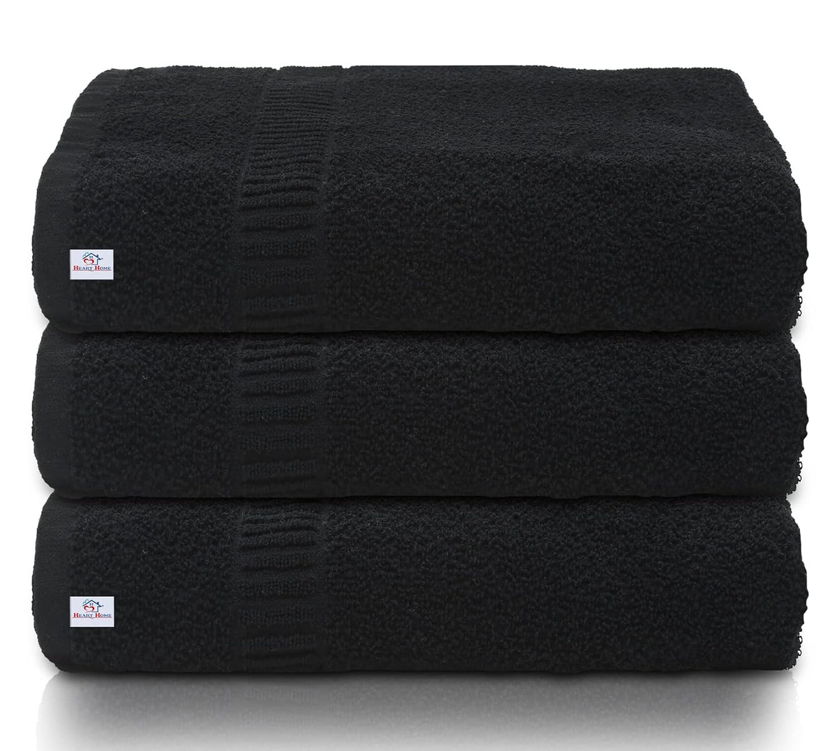 Kuber Industries Premium Bath Towel 1500 Gsm | Super Soft, Fluffy & Absorbent Cotton Bath Towel Perfect For Daily Use (Black) - Pack Of 3