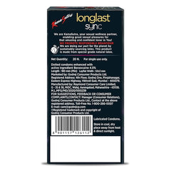 Kamasutra Longlast Sync Condom For Men | Multi Textured Dotted Ribbed Contoured | Combo Pack Of 20