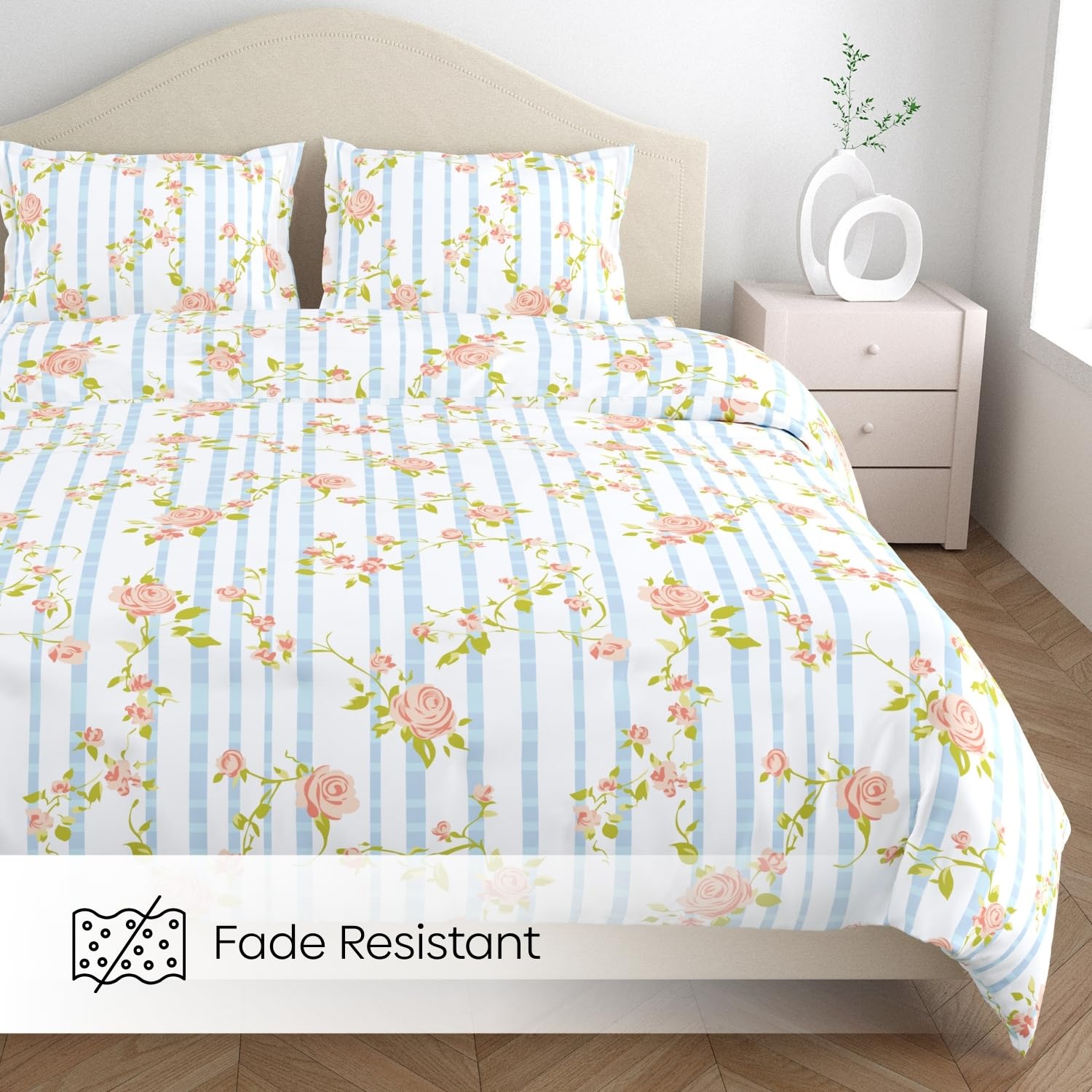 King Size Pure Cotton Bedsheet With 2 Pillow Covers | 108 X 108 Inches, White & Peach | Perfect For Gifting On Weddings, Housewarmings, Or Anniversaries