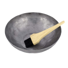 Pure Black Iron Heena Bowl For Henna Mehndi Paste | Hair Colour Bowl For Long Hair 7.5 Inches + Free 1 Hair Colour Brush