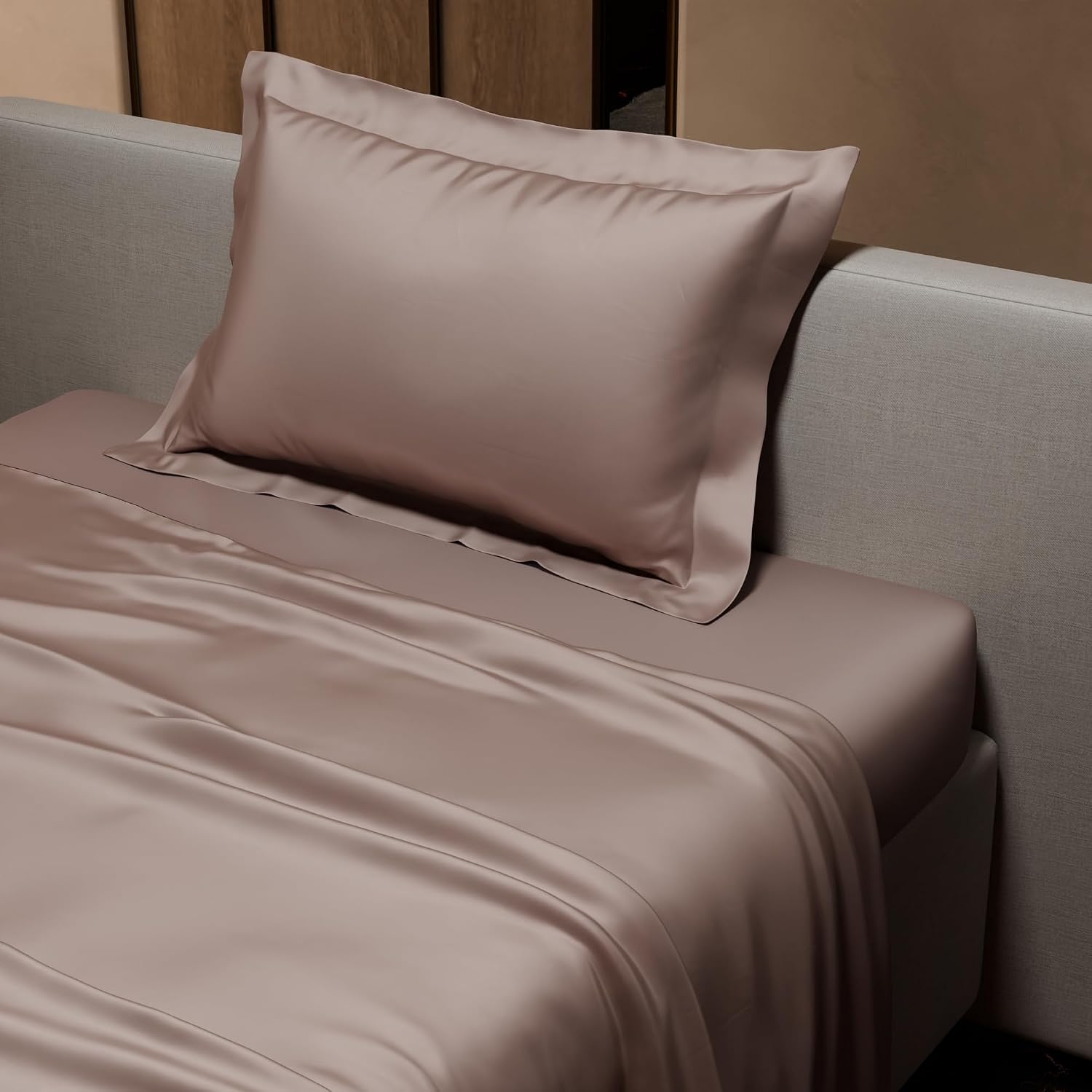Single Bedsheet With 1 Pillow Cover - 60 X 90 Inches, Champagne | Premium Bedding Set, Home Decor, Wedding Gift For Couples, Housewarming, Anniversary