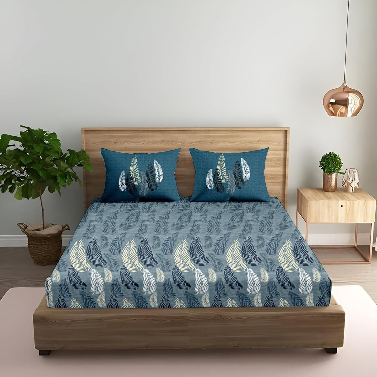 King Size Fitted Bedsheet With 2 Large Pillow Covers - 108 X 108 Inches, Teal | Soft, Breathable & Durable | Wrinkle Resistant