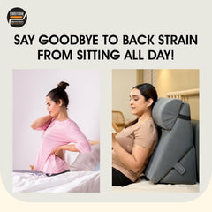 Wedge Pillow For Back Support, Adjustable Wedge Pillow With Headrest, Velvet Grey - 22 X 22 X 12 Inch | Memory Foam Bed Wedge Pillow For Sleeping | Acid Reflux, Gerd, Snoring, Resting