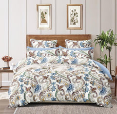 Queen Size Printed Double Bedsheet With 2 Pillow Covers For Home | 90 X 100 Inches, White & Blue - Beautiful Bedsheet Set | Perfect For Gifting Wedding, Anniversary