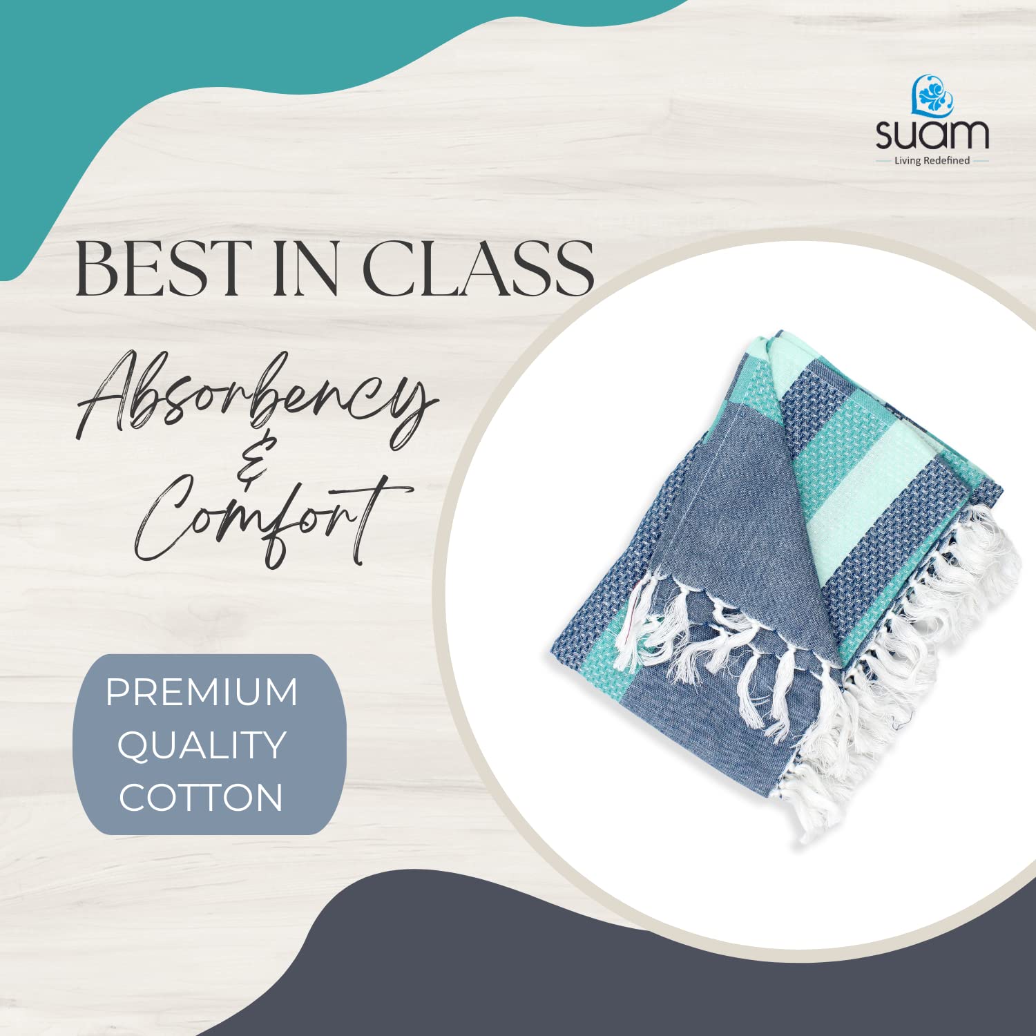 Suam Candy Cotton Towel 400 Gsm | Quick Dry, Soft & Absorbent Ideal For Bath, Beach, Gym & Travel (Magic Mint & Ocean Green)
