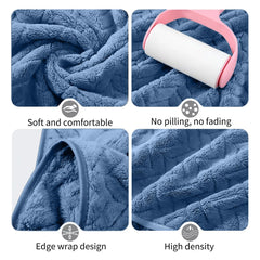 Housse Microfiber Nova Coral Fleece Face Towel 600 Gsm | Ultra Soft Super Absorbent Towels For Gym, Yoga & Beach (Blue) - Pack Of 4