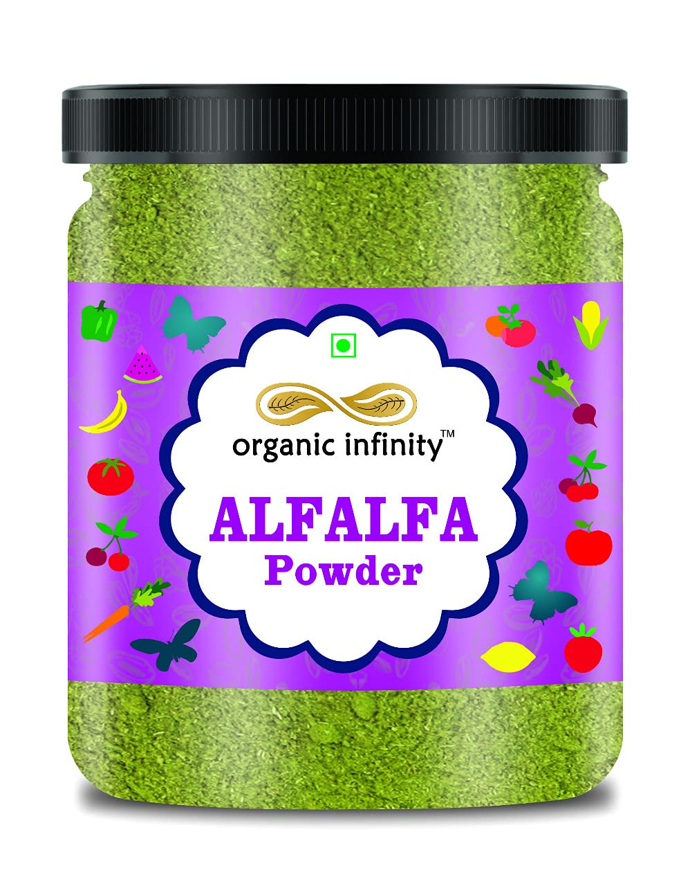 Organic Infinity Alfalfa Grass Powder, Rich In Calcium, Magnesium, Phosphorous, Potassium, Trace Minerals, Enzymes & Vitamins | 200gm 0.4lbs