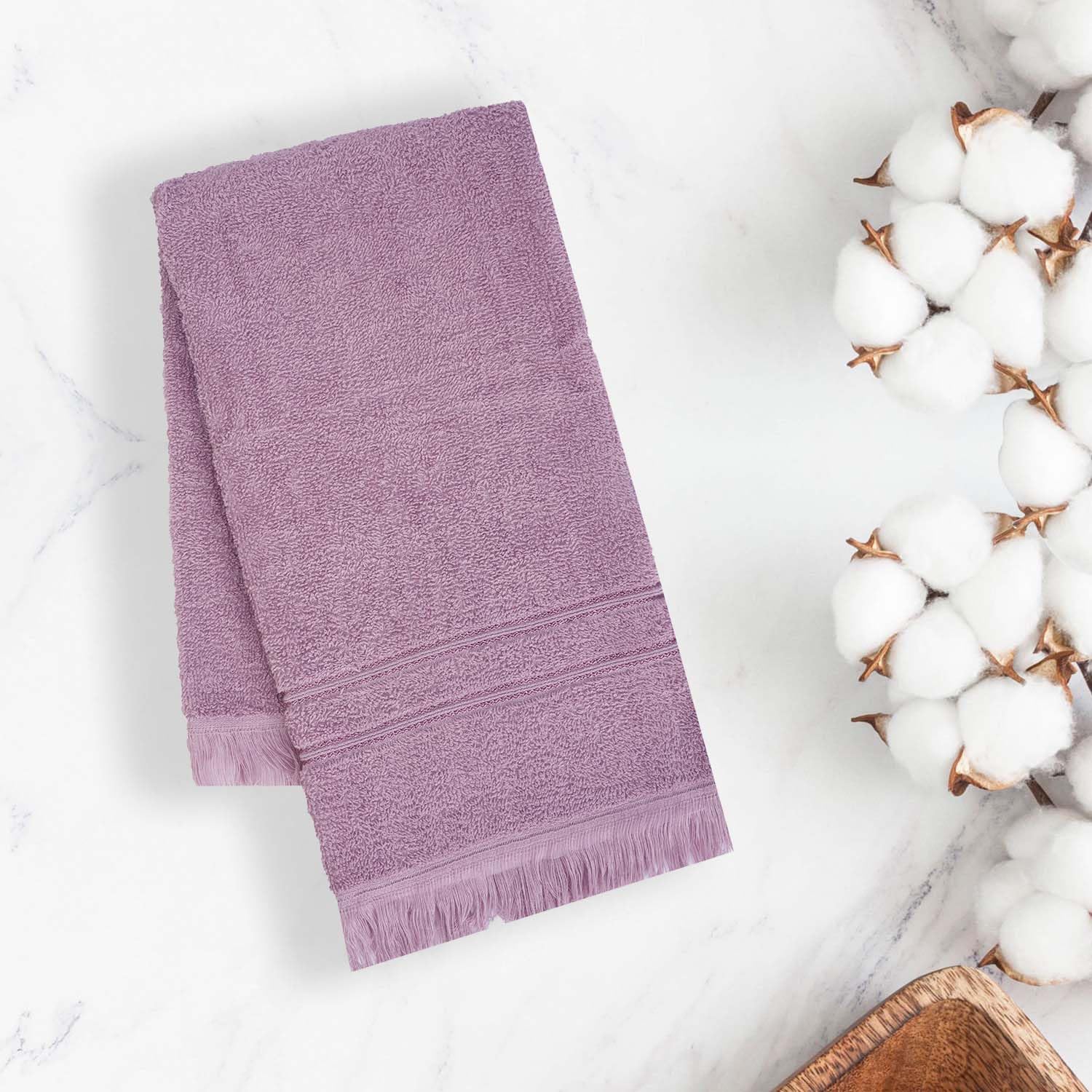 Prime Club Premium 100% Cotton Hand Towel 400 Gsm | Bathroom Essentials Soft Quick-Dry Cotton Towel (Lavender) - 2 Pcs