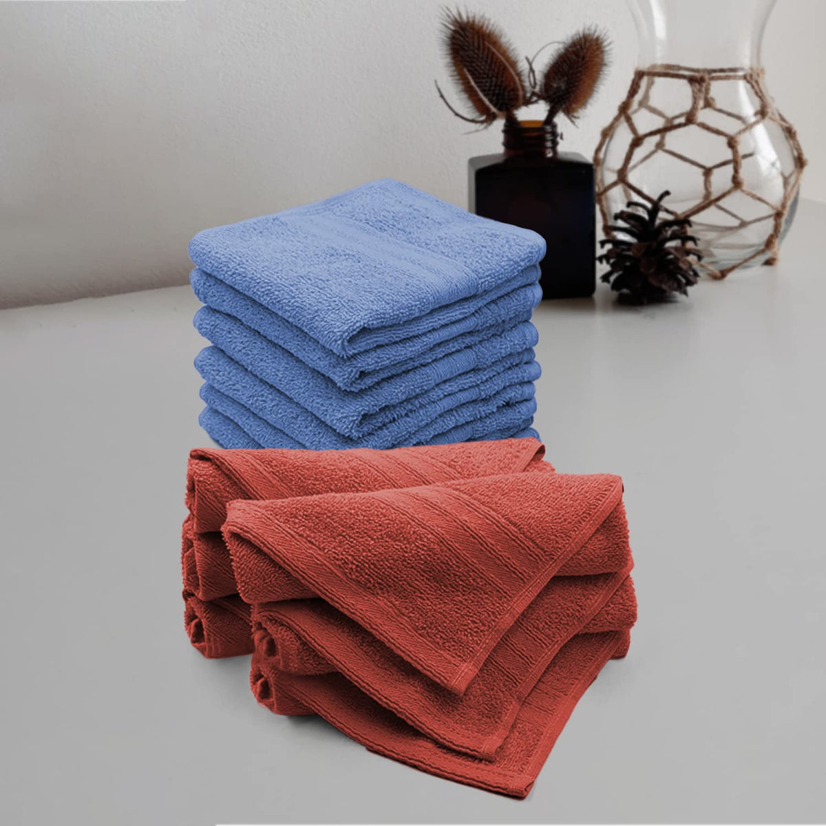 Sassoon Anatolia 12 Piece Cotton Face Towel 500 Gsm (Heaven & Rust)