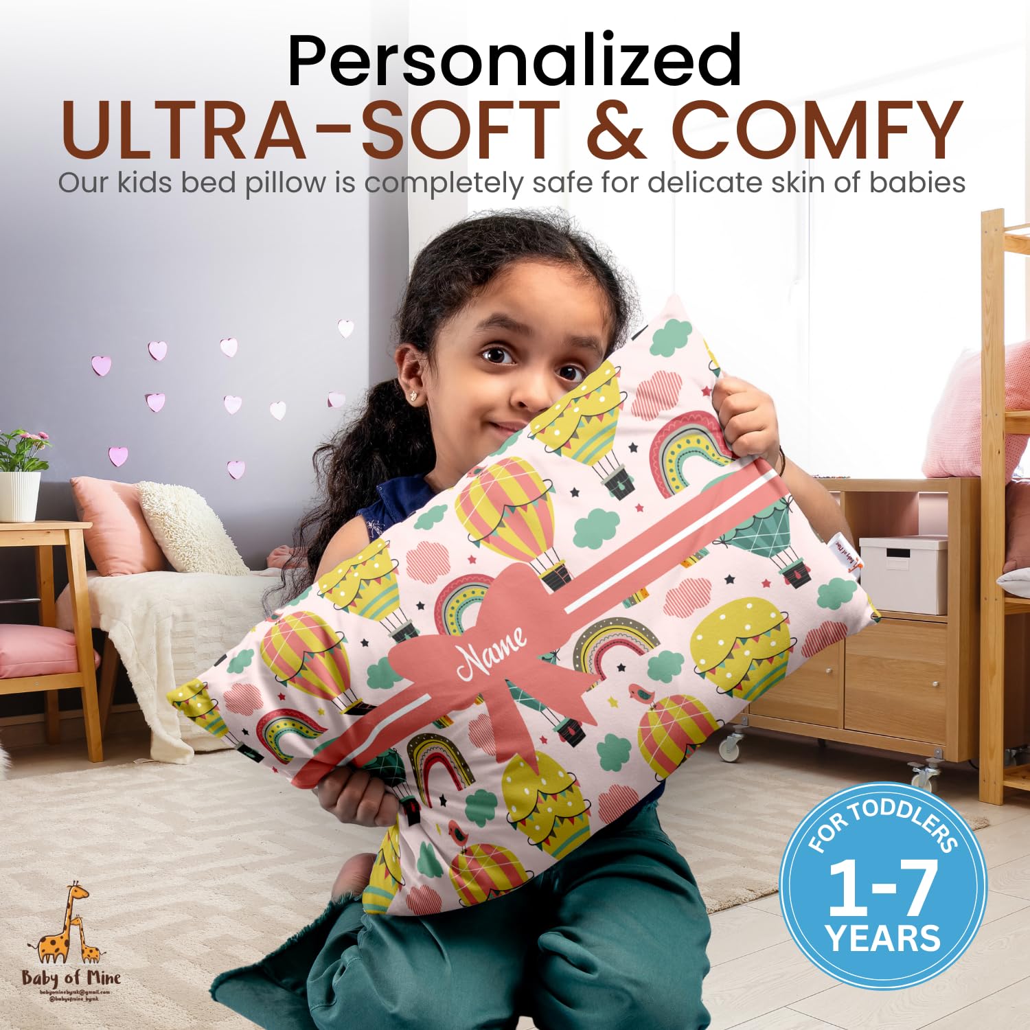 Personalized Pillow For Kids, Super Soft Cotton Kids Cushion - 12 X 18 Inches | Custom Name, For 5 Years Old Kids, Adorable Prints | For Head, Neck Support Baby Pillow - Pillow 19