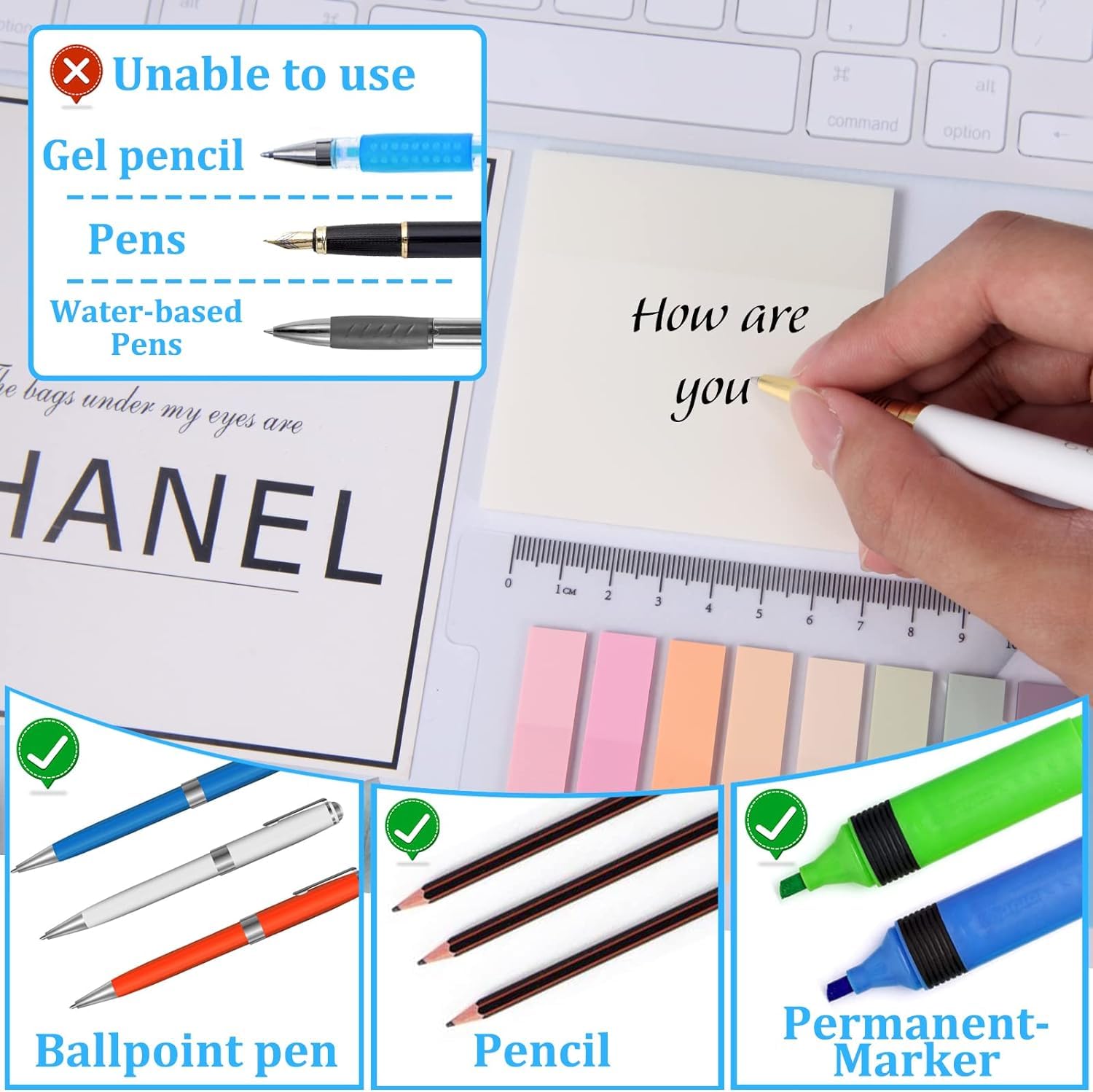 50 Sheets Transparent Sticky Notes Pad With Sticky Tabs | Book Tabs For Office School Message