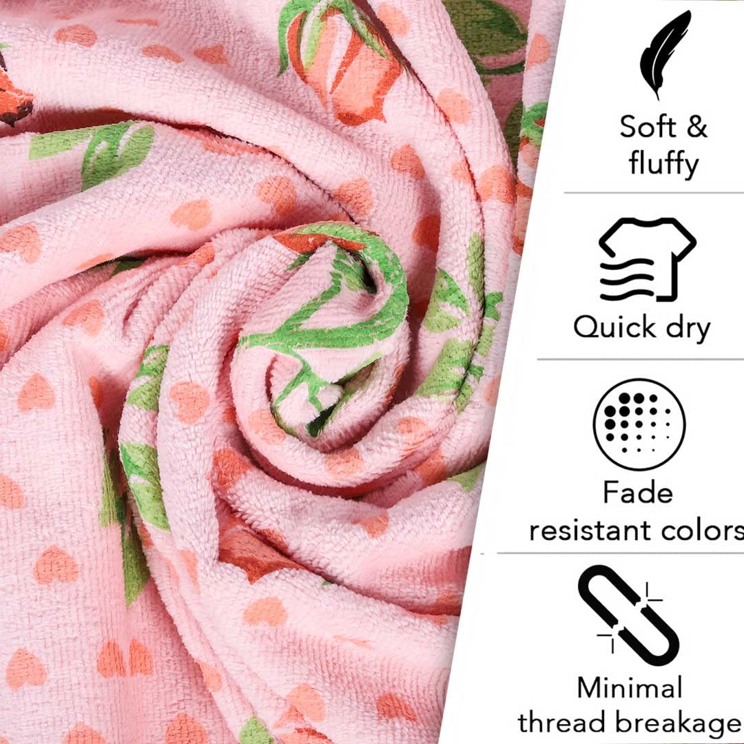 Rangoli Rose & Heart 100% Cotton Bath Towels 450 Gsm | Ultra Soft & Super Absorbent Bathing Towel (Peach)