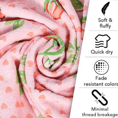 Rangoli Rose & Heart 100% Cotton Bath Towels 450 Gsm | Ultra Soft & Super Absorbent Bathing Towel (Peach)