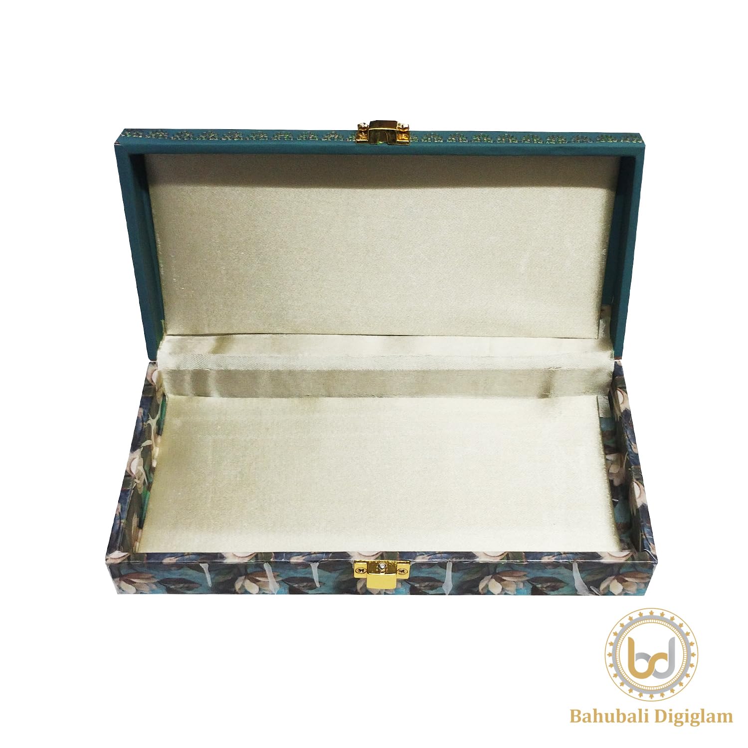 Flower Design Gold Printed Matt Touch Mgi Floral Decorative Box, Wedding Fancy Shagun Cash Box, Jewellery Box, Money Box, Gaddi Box, Colour - Green, Pack Of 4