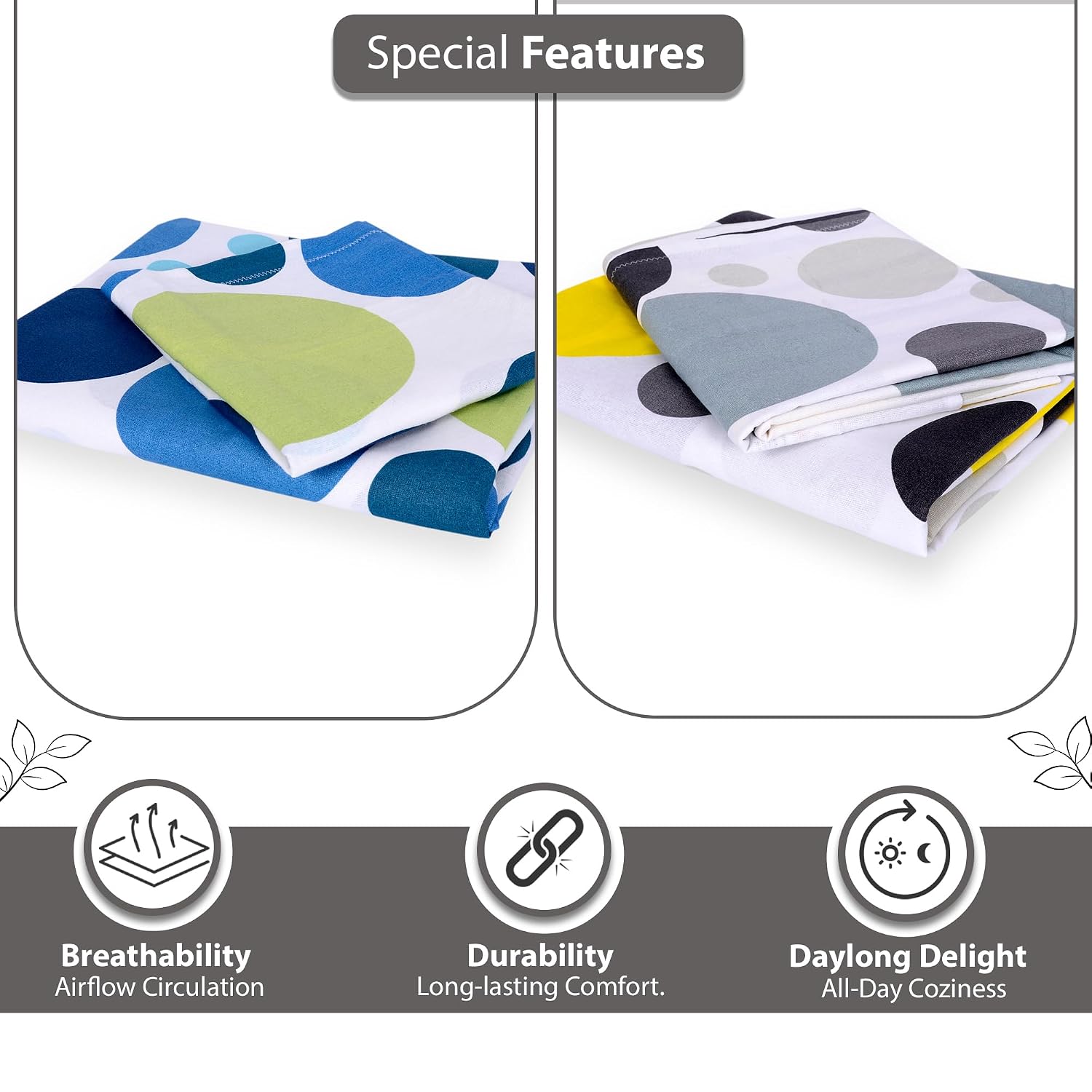 Combo 2 Single Bedsheet With 2 Pillow Cover - 57 X 87 Inches, Multicolor | 144 Thread Count Lightweight, Soft, Skin Friendly - Durable Bedsheets For Everyday Comfort