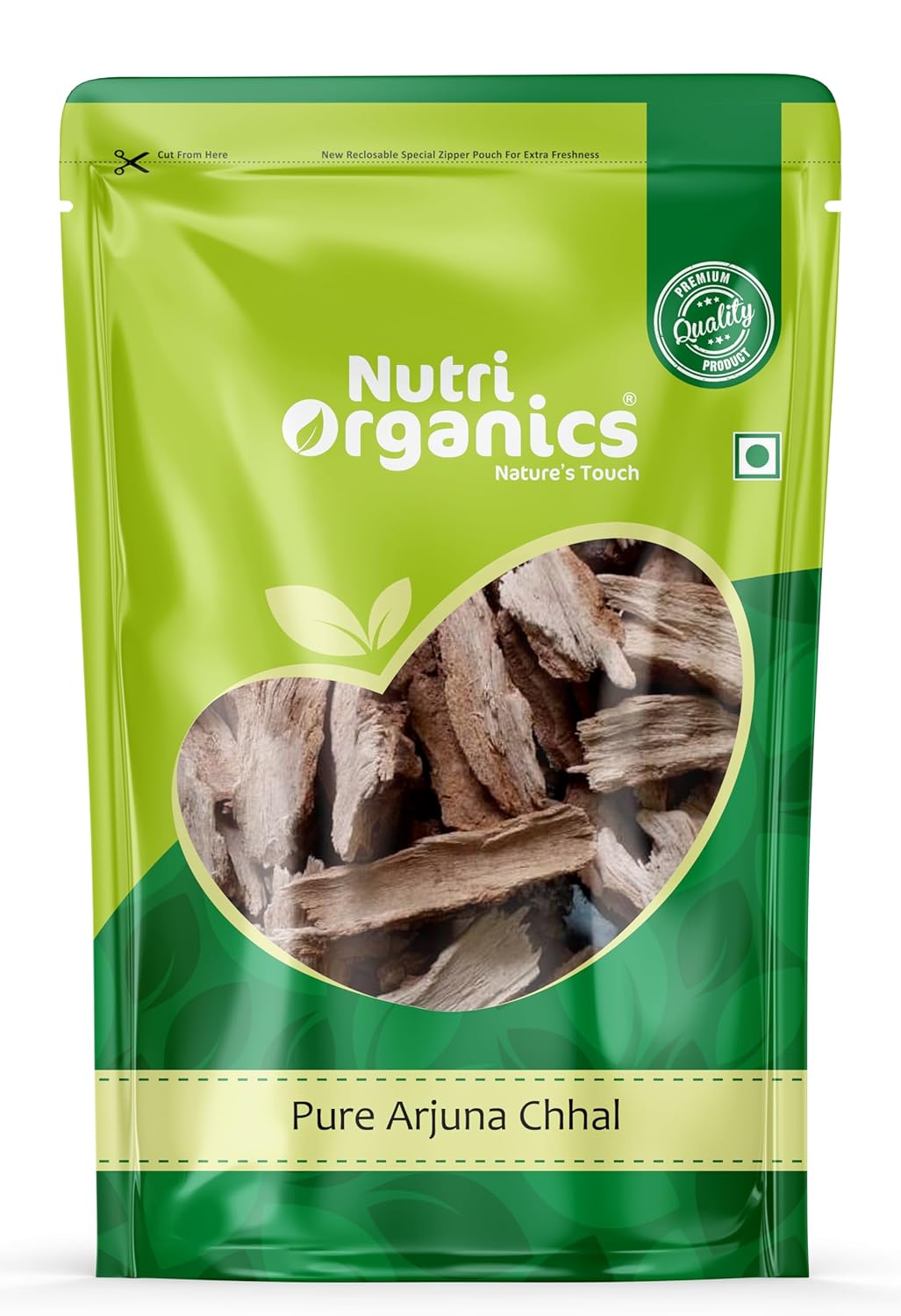 Nutriorganics Arjun Ki Chaal Dried 100 % Pure And Natural - Arjuna Tree Bark, Raw, Lowers Bad Cholesterol | 400gm 0.8lbs