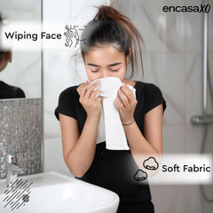 Encasa Xo Kitchen Hand Towels Set 150 Gsm | Waffle Weave & Flat Hand Towel | Quick Drying Reusable Cotton Washcloths | Set Of 6 (White)