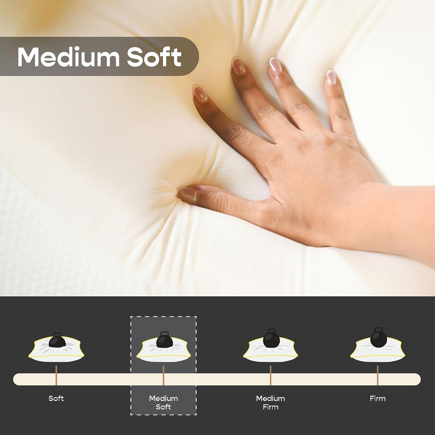 Soft Pillow, Prefect For All Sleepers, White, Standard Size - 25 X 16 Inches | Medium Soft With Bamboo Fabric Zipper Cover, Bed Pillow | Soft White Pillow - Pack Of 1