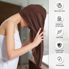 Sassoon Venir Microfiber Hair Wrap Towel 450 Gsm | For Women With Smooth Texture Super Absorbent Quick Dry Hair Turban (Cocoa)