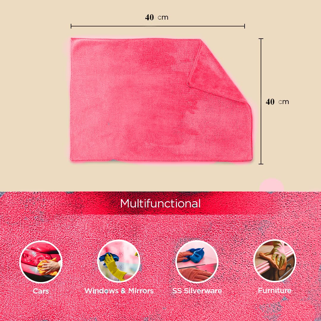 Ivaza Microfiber Cleaning Towels 500 Gsm | Kitchen Wipes, Microfiber Cloth For Car, Bike Cleaning Cloth (Multicolor) - Set Of 4