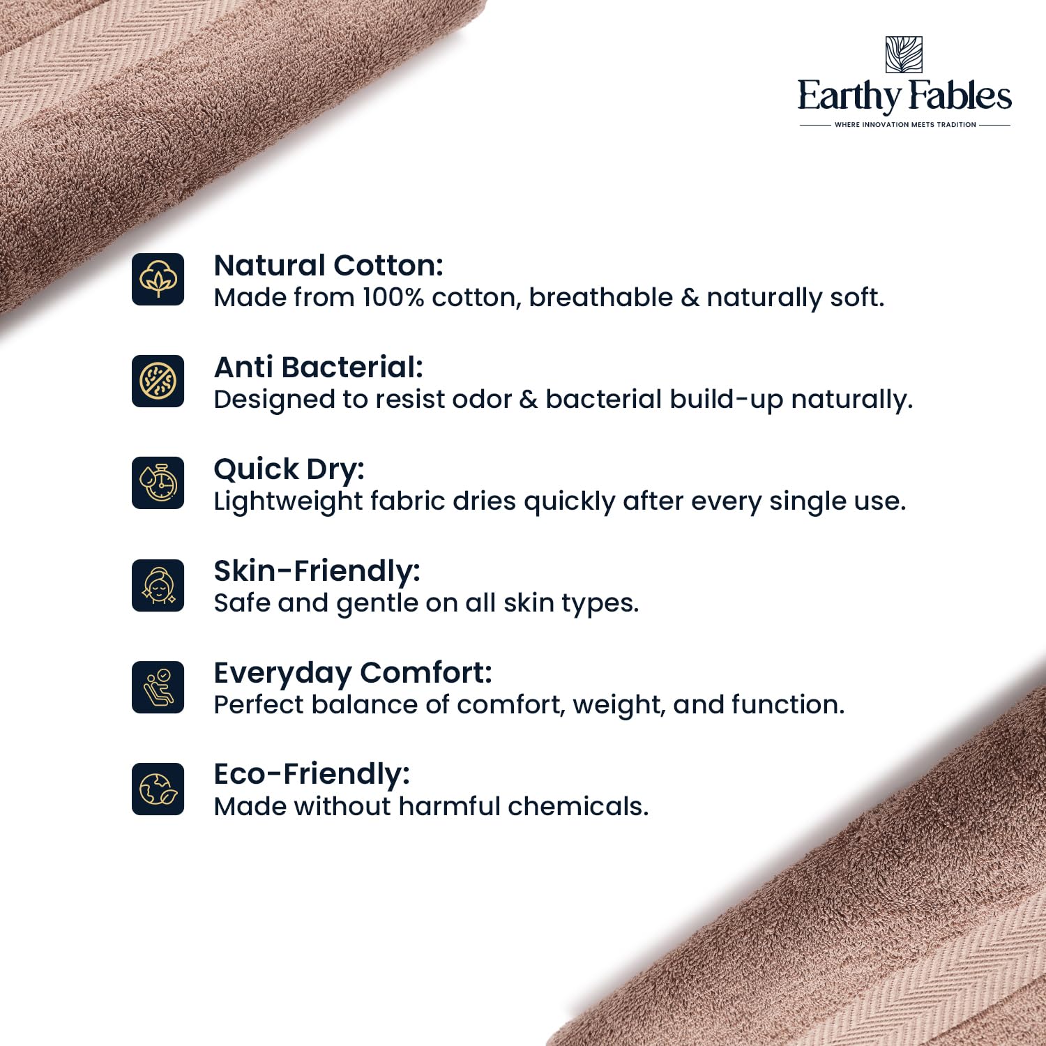 Earthy Fables Airlux Bath Towel 500 Gsm | Pure Carded Cotton, Soft, Absorbent, Quick Dry & Skin-Friendly Towel (Mocha)