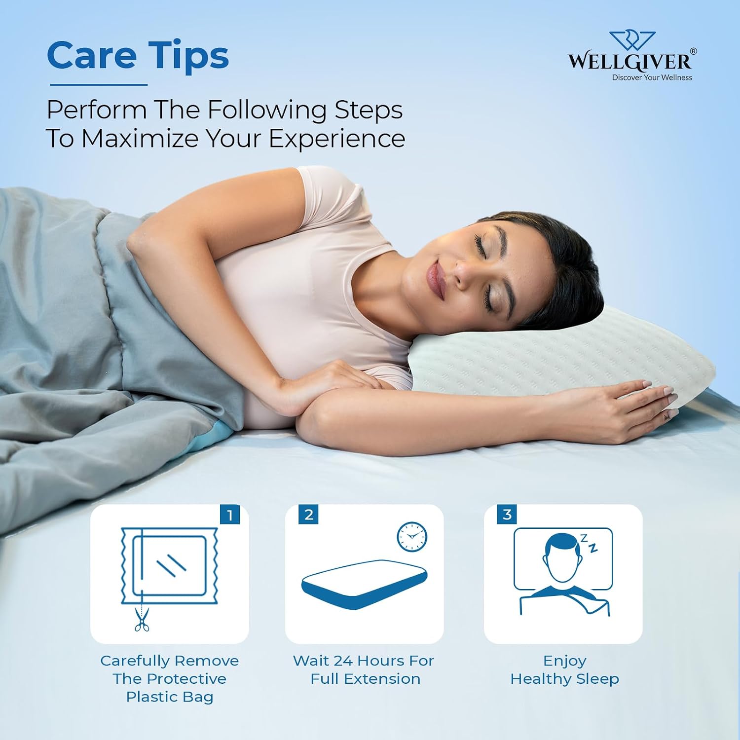 Ergonomic Memory Foam Pillow For Neck Pain Relief - 21 X 14 X 4.5 Inch | Orthopedic Pillow For Side, Back Sleeping | For Head Pain Relief, Washable Jacquard White Cover - Pack Of 2