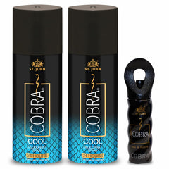 St. john Cobra Cool + Cool Deodorants Unisex Body Spray 300ml 10.1 Fl.oz. & Cobra Eau De Perfume 15ml 0.5 Fl.oz. | Perfect Valentine Gift For Husband