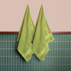 Himeya 100% Cotton Large Size Bath Towels 1000 Gsm | Soft & Absorbent - Olive Green (Pack Of 2)
