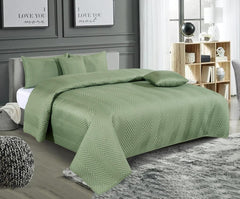 Luxurious Bedsheet For Double Bed With 2 Pillow Cover + 2 Cushion Cover - 90 X 100 Inches, Green | All Weather 5 Pcs Glace Cotton Ultrasonic TC - 280