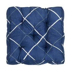 Microfiber Square Chair Pad, Seat Cushion For Rocking Chair, Geometric Printed, Blue | For Indoor & Outdoor, Furniture Cushion, Washable | Perfect Fit For Any Chair - Pack Of 4