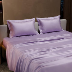 Double Bedsheet With 2 Pillow Covers - 90 X 100 Inches, Lilac | Ultra Satin Premium Bedding Set | Gift For Couples, Wedding, Anniversary, Date Night