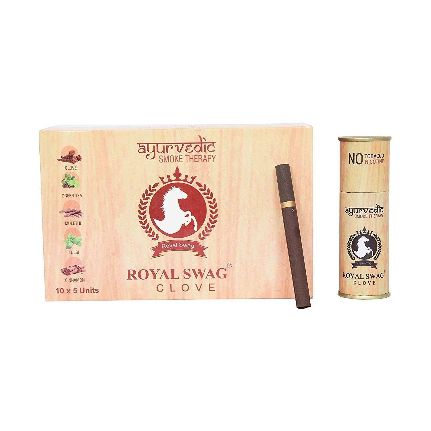 Royal Swag Ayurvedic & Herbal Cigarette, Clove Flavour Smoke Tobacco Free Cigarettes Helps In Quit Smoking - (10 Sticks, 1 Shot)