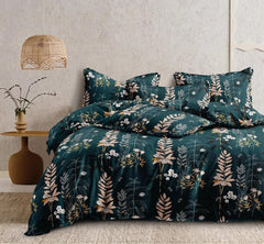 Printed Double Bedsheet For Super King Size With 2 Matching Pillow Covers - 108 X 108 Inches, Dark Green | 300 Thread Count Skin Friendly & Luxuriously Smooth To Touch Bedsheet