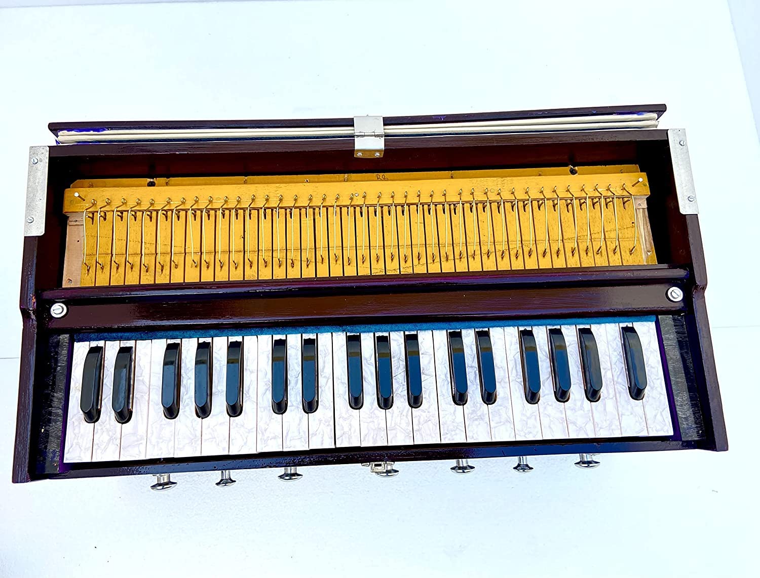 Musical Instrument Harmonium With Cover - 39 Keys, 7 Stopper, 3 1/4 Octave, Double Bellow, Two Reeds (Bass- Male), Instant Response Keyboard
