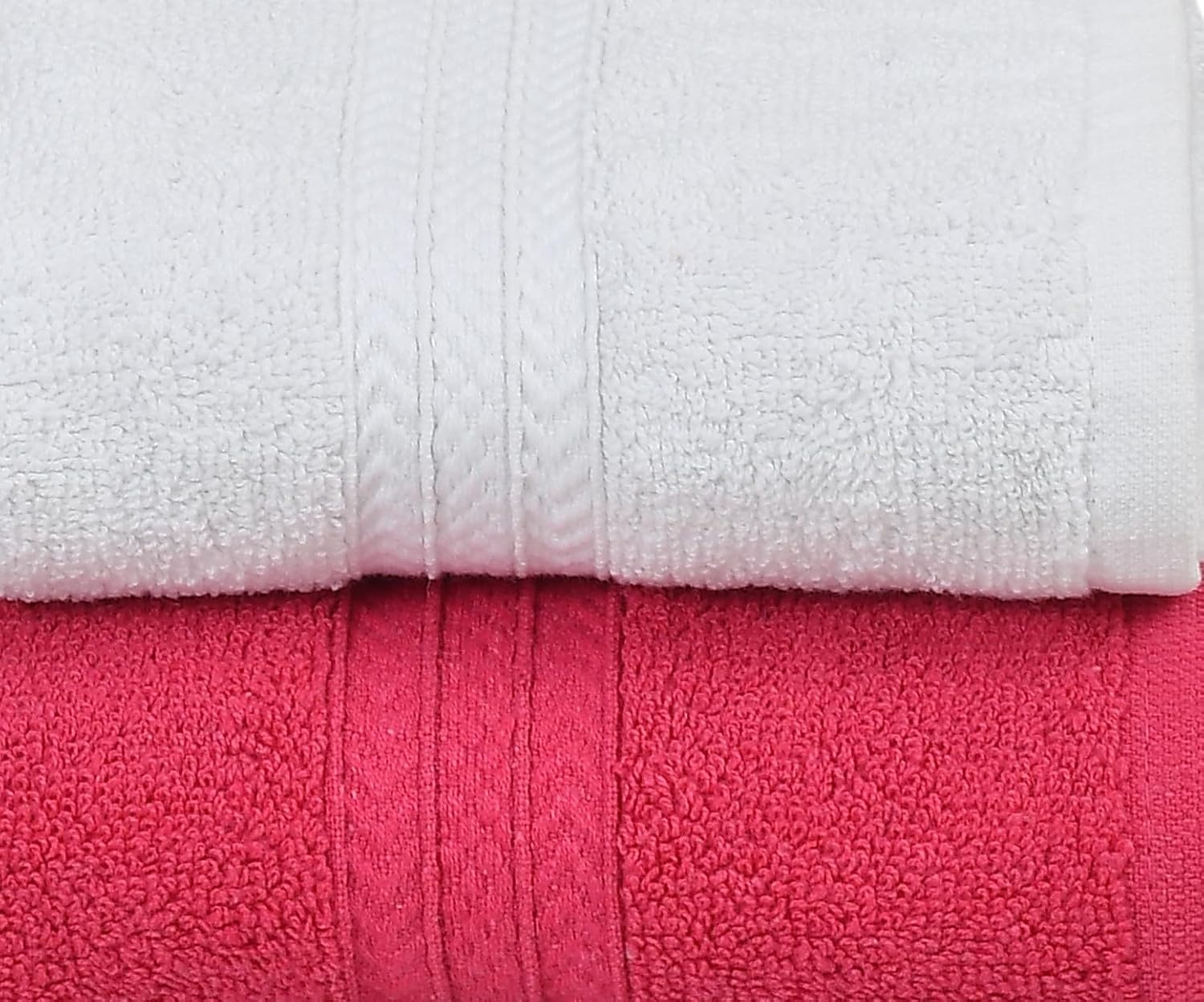 Pure Cotton Hand Towel 400 Gsm | Luxury Towels For Home, Sports & Kitchen | Pink & White (Set Of 2)