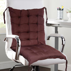 Chair Cushion Pillow, Cotton Chair Pad With Ties, Gaddi Pad For Sitting - Brown Color | Cushion For Chair To Sit | Furniture Cushion, Perfect Fit For Any Chair, Washable - Pack Of 1