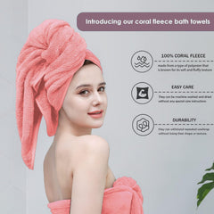 Maxoshine Microfiber Bath Towels Large Size-Super Soft Coral Fleece Bathing Towel With Hook Quick Dry Super Absorbent-Bath Towel For Men & Women (Grey/Pink, Pack Of 2)