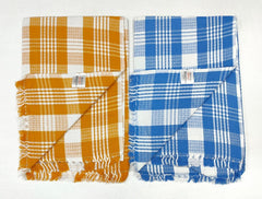 Bombay Dyeing Rimzim 100% Cotton Printed Soft & Slick Quick Drying Bath Towels 500 Gsm (Orange & Blue) - 2 Pcs
