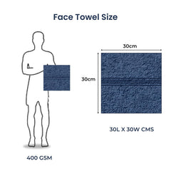 Akiko Home 100% Cotton Essential Series Face Towel 600 Gsm | Soft Absorbent & Durable Washcloth For Men & Women, Compact Travel Towel -Pack Of 4 (Green & Navy)