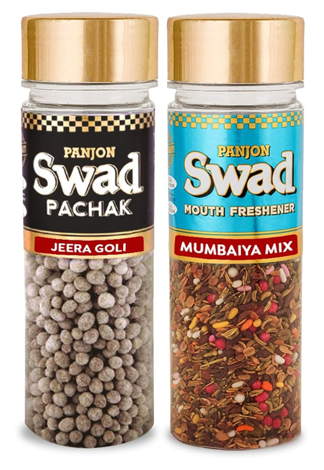 Panjon Swad Jeera Goli & Mumbiya Mix Pachak Mouth Fresheners 270gm, (135gm *2 Bottles)