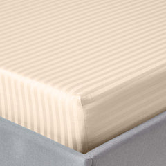Stripe Single Size Bedsheet With 1 Pillow Cover - 36 X 78 Inches, Beige | Skin Friendly Fabric For Everyday Comfort | All Season Comfort