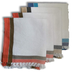 Athom Living Light Weight Cotton Premium Waffle Border Bath Towel | Pack Of 4 Multi4