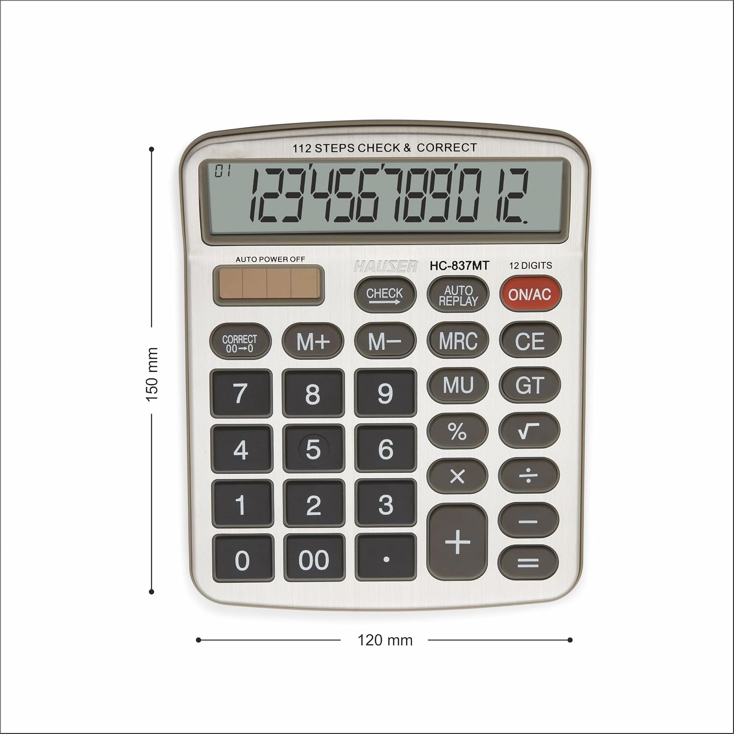 Hauser HC-837MT Desktop Electronic Calculator | Solar & Battery Dual Power | Soft Keys | Ideal For Student & Financial Work