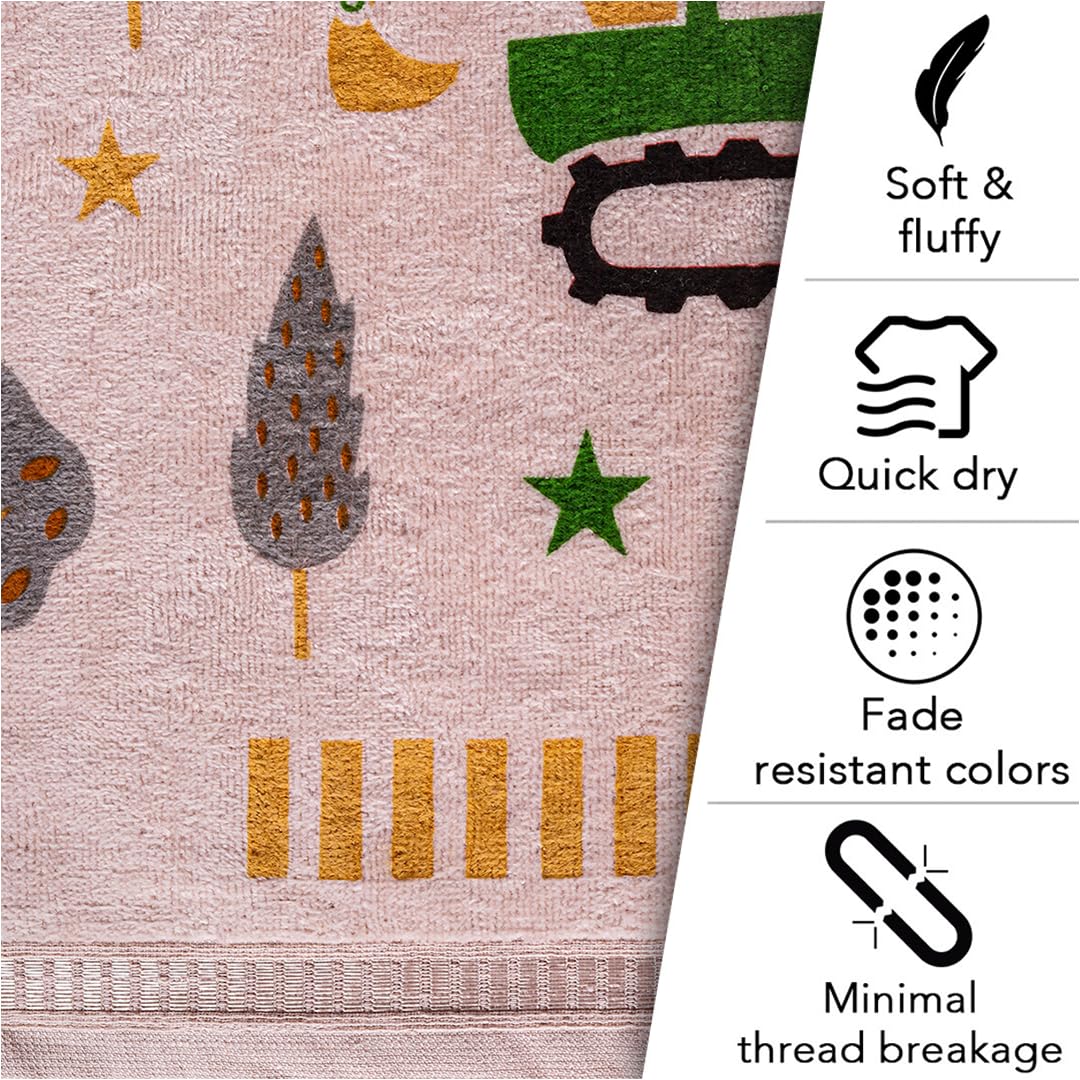 Rangoli 100% Cotton Kids Bath Towel 400 Gsm | Super Soft & Highly Absorbent, Anti-Bacterial & Anti-Odour, Multipurpose Towels (Peach)