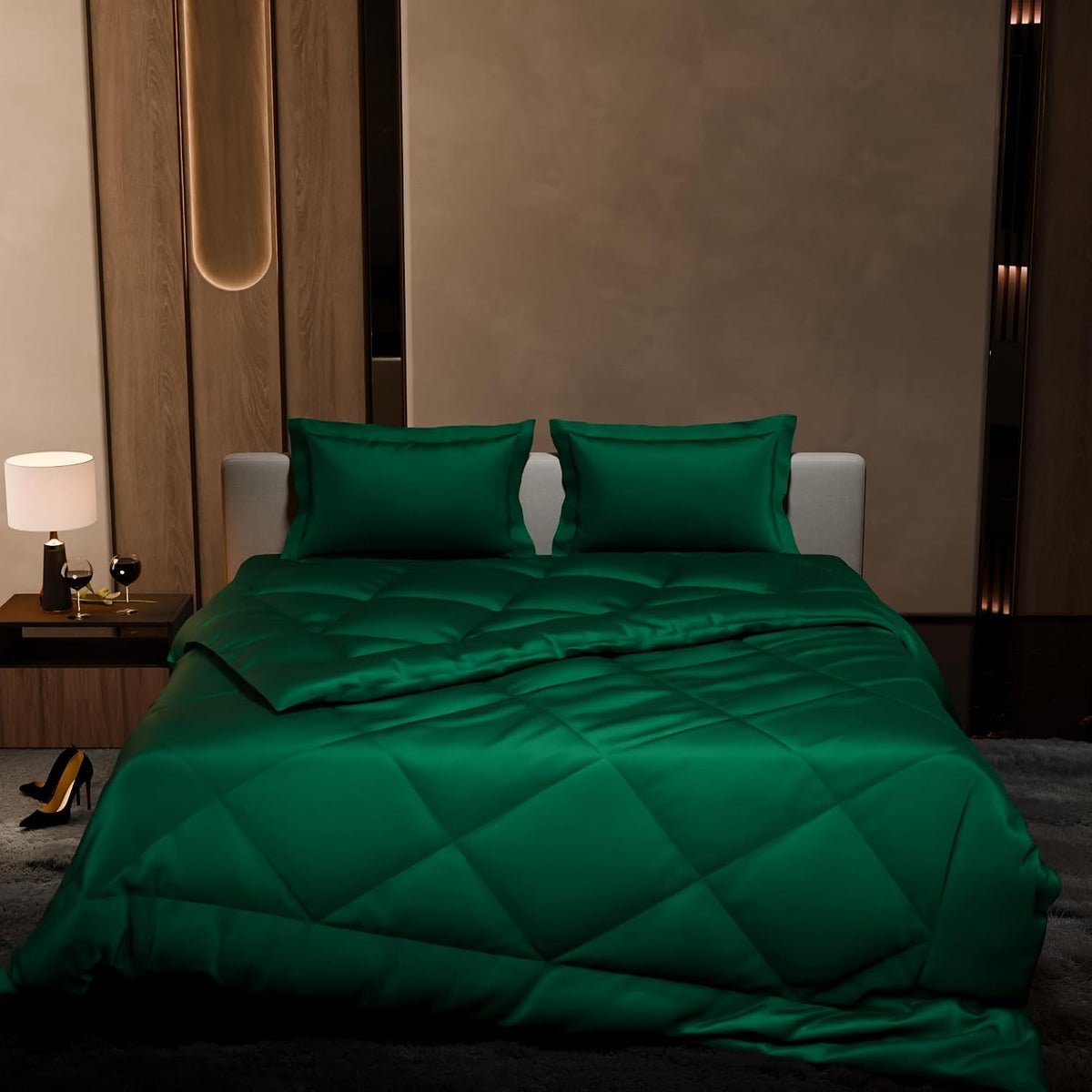 Comforter Set With Double Bedsheet & Pillow Covers - 90 X 100 Inches, Emerald Green | Complete Bedding Set, Ideal Gifts For Couples, Bedroom Home Furnishing, Date Night