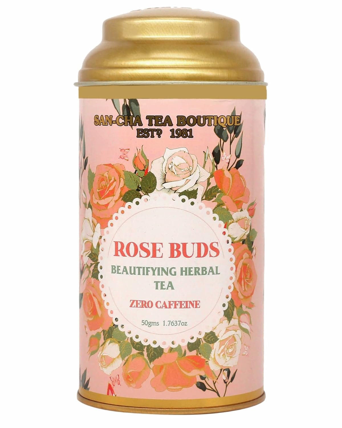 San-Cha Rose Buds Beautifying Herbal Tea - 50gm, 1.7 Ounce | Improves Skin Health, Rich In Vitamin C - Zero Caffeine