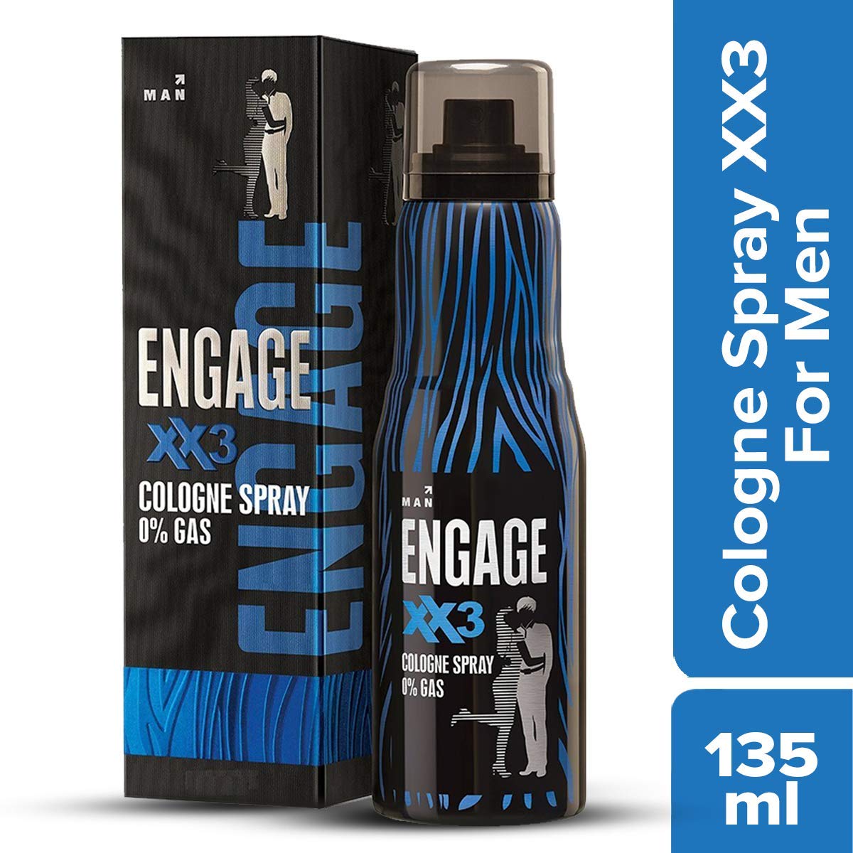 Engage XX3 Cologne No Gas Perfume For Men 135ml 4.5 Fl.oz. , Spicy And Woody Fragrance Scent , Skin Friendly Perfume For Men Long Lasting