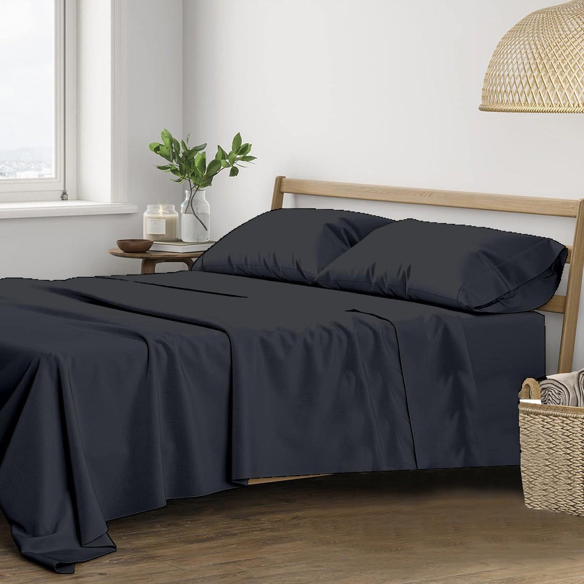 Plain Queen Size Double Bedsheet With 2 Pillow Covers (86 X 104 Inch, Dark Grey) | Breathable & Skin-Friendly | Ideal For Hotel, Guest House, Bedroom
