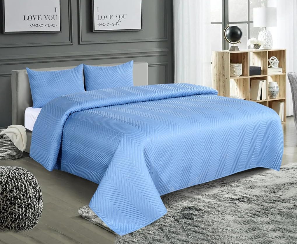 Solid Bedsheet For Double Bed With 2 Pillow Covers | Size - 90 X 100 Inches, Sky Blue | Light Weight, Suitable For All Seasons & Easy To Wash